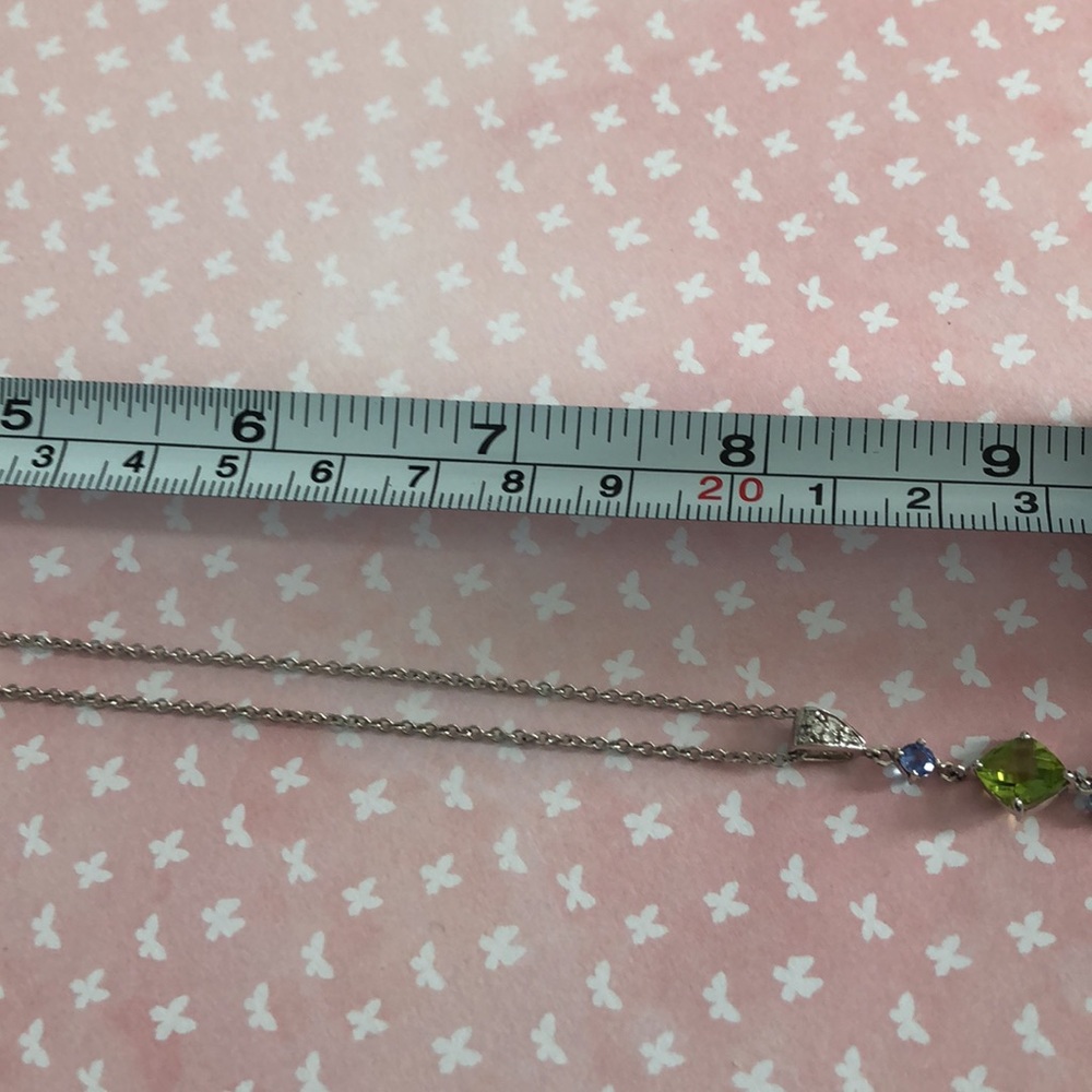 14k white gold necklace, removable pendant, multi-stone - Picture 5 of 6